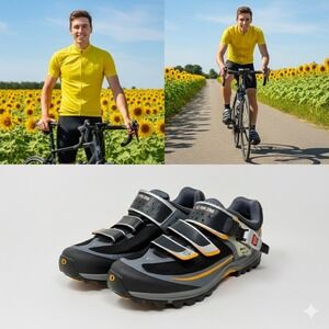 Pearl Izumi X-Alp Enduro IV Mountain Bike Shoes Black Grey Orange Sz Men's 11.5
